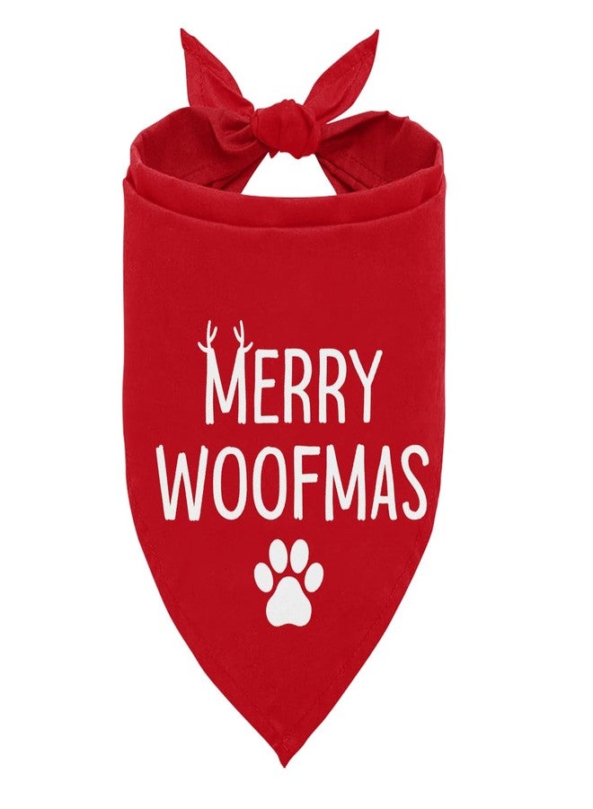 ZPPRJF Merry Woofmas Dog Bandana, Cute Christmas Dog Bandana, Red Adjustable Comfortable Triangle Pet Scarf with Paw Prints Pattern, Christmas Pet Gift for Small Medium Dogs - Image 1